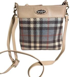 Spartina 449 Genuine Leather & Natural Linen Daufuskie Island Crossbody Bag